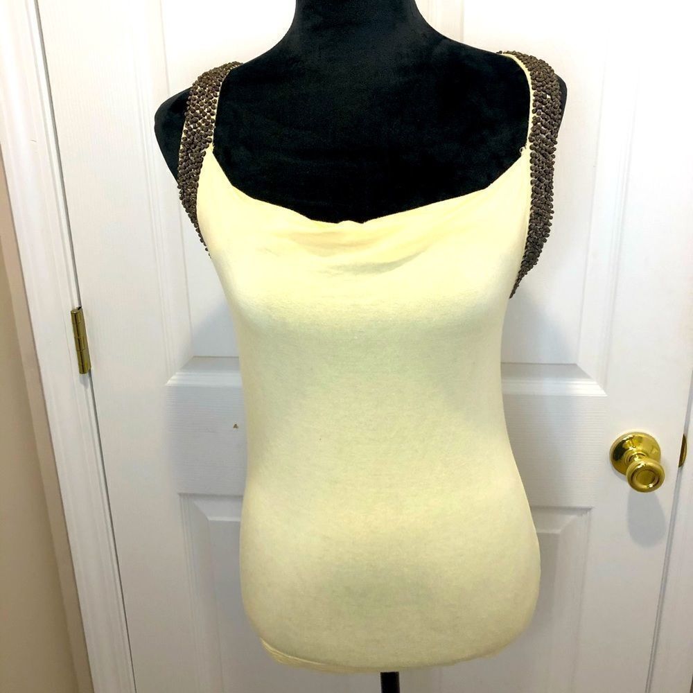 Christoper Fischer yellow beaded tank top small